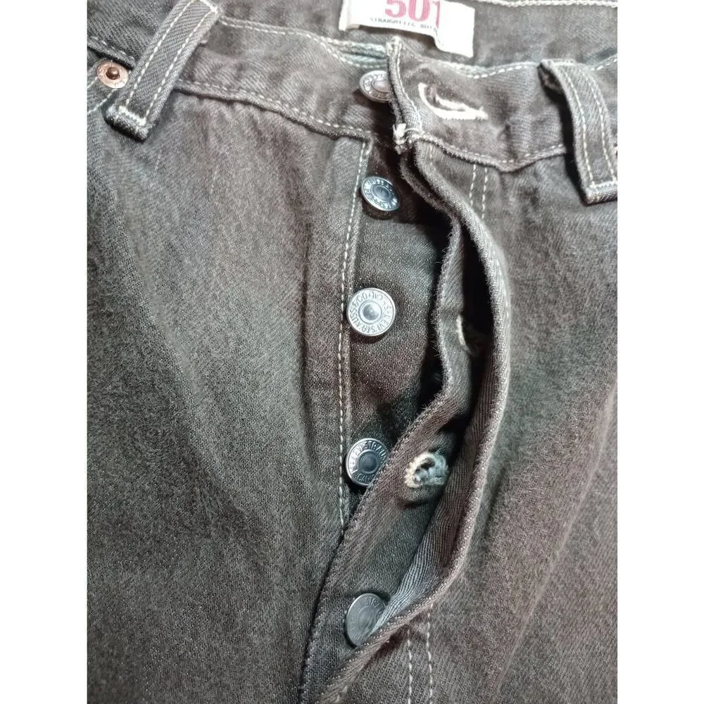 Levi's Jeans Men's 34 34 Charcoal Straight‎ Leg Button Fly